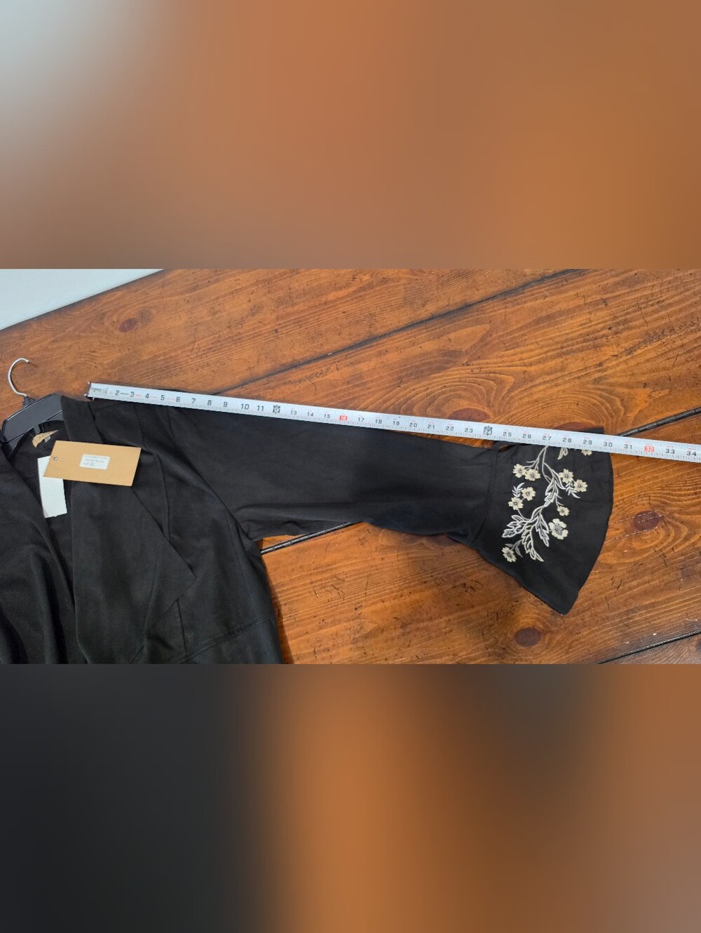 Aziza Black Embroidered Suede Duster Waterfall Jacket Women's Large & X-Large - Picture 12 of 13